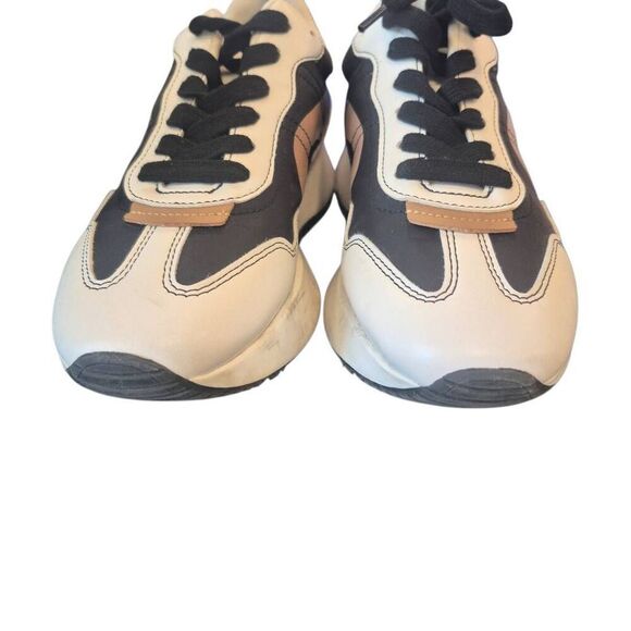 Steve Madden Women's White/Tan/Black Faux Leather Julez Platform Tea Sneakers - Picture 6 of 12